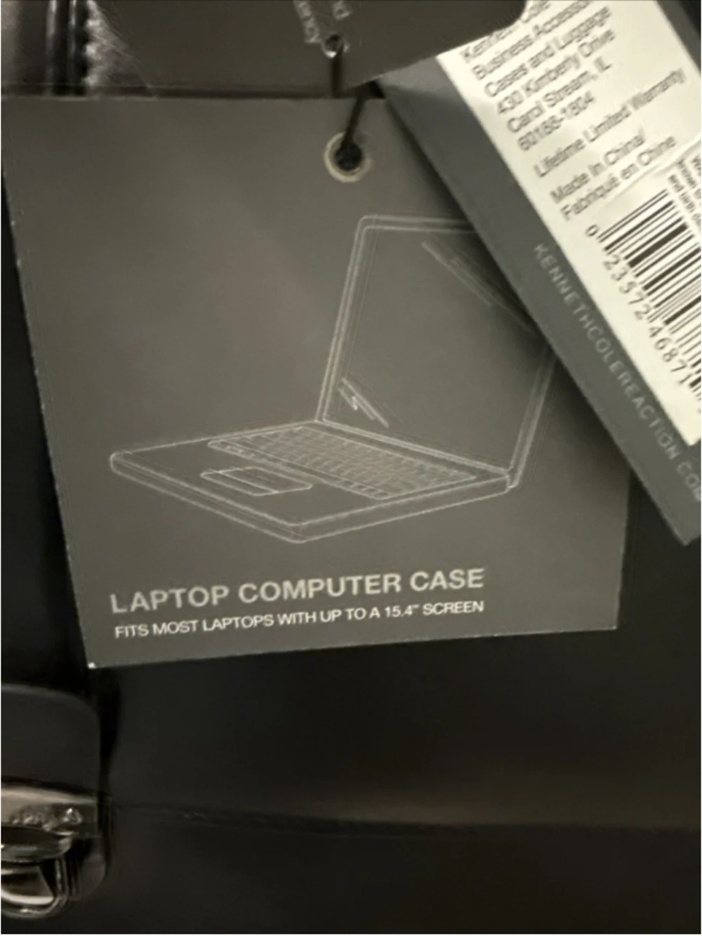 KENNETH COLE NEW YORK Black Leather Laptop Briefcase Large